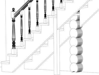 Эскиз деревянной лестницы